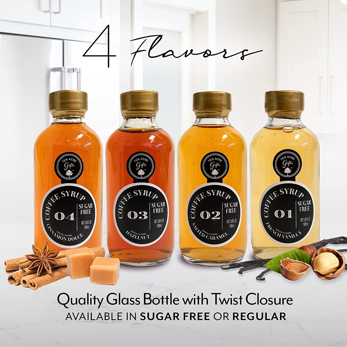 Sugar Free Coffee Syrups - 4 Pack